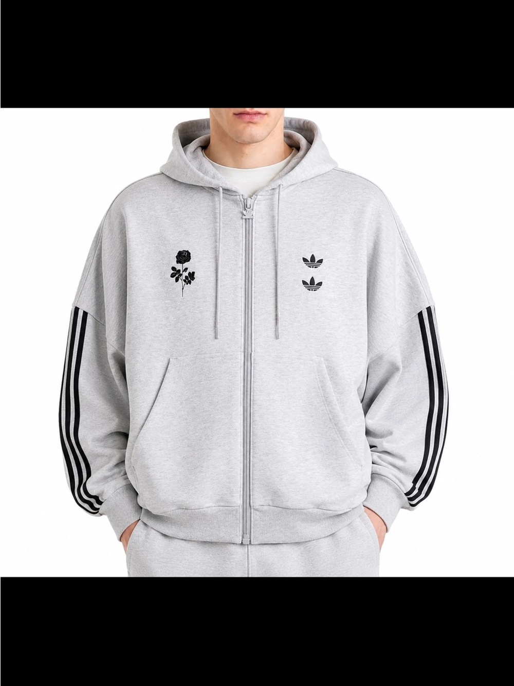 ADIDAS ORIGINALS X WILLY CHAVARRIA HEAVYWEIGHT ZIP HOODIE GREY